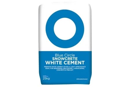 Blue circle snowcrete white cement